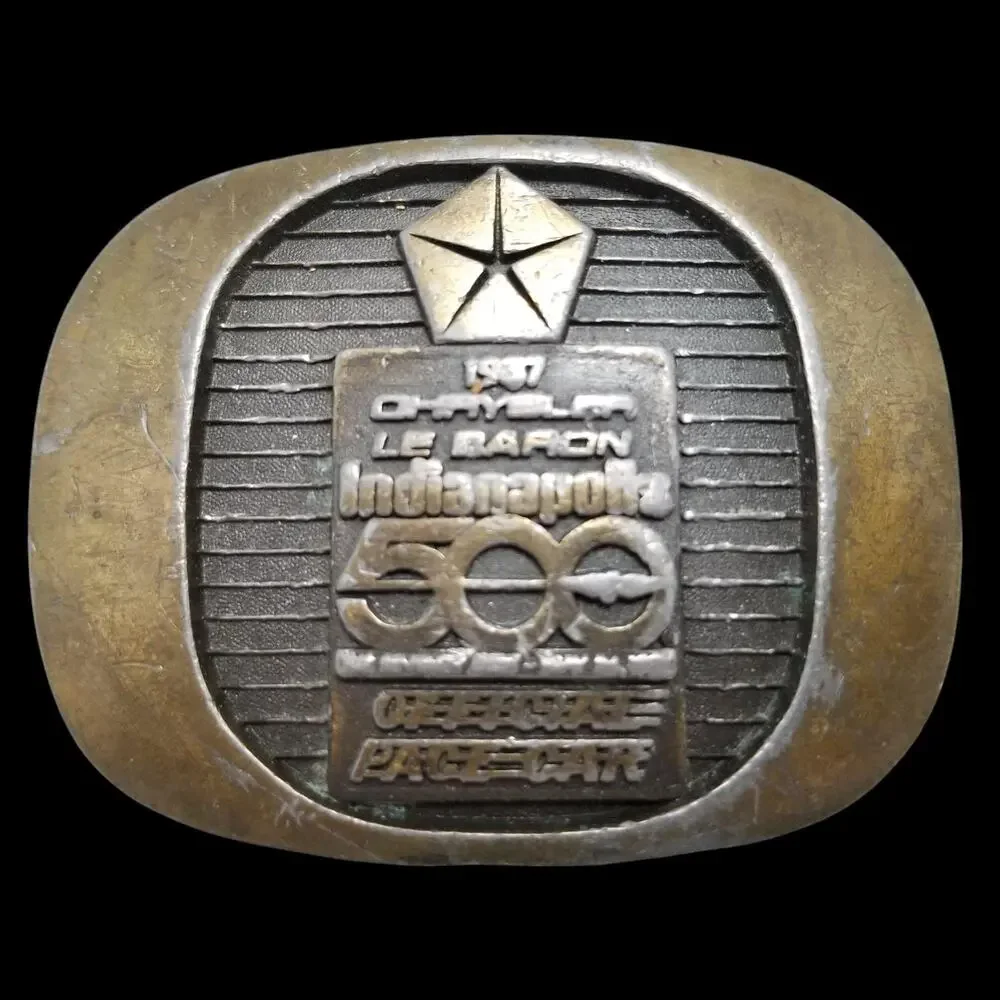 Vintage‎ Belt Buckle 1987 Chrysler LeBaron Indianapolis 500 Official Pace Car